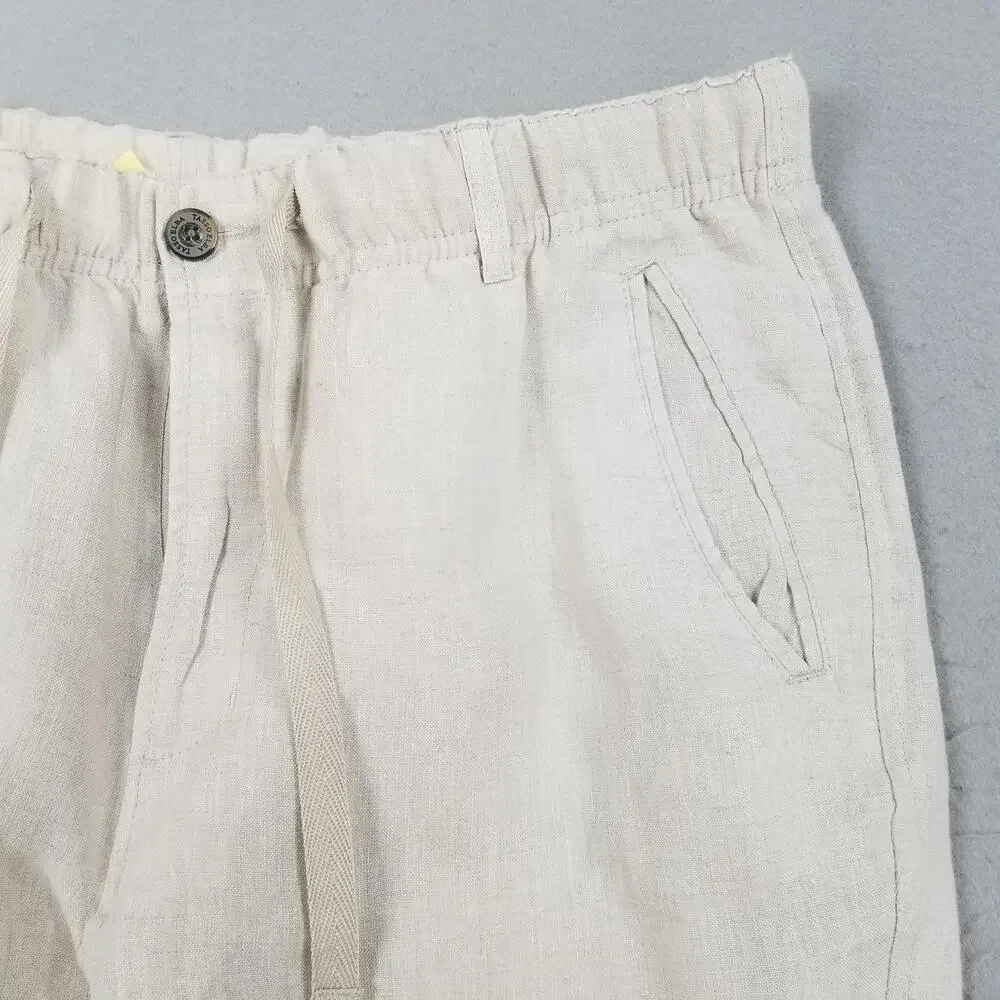 Tasso‎ Elba Linen Pants Mens Large White Drawstring Elastic Beach Casual Travel